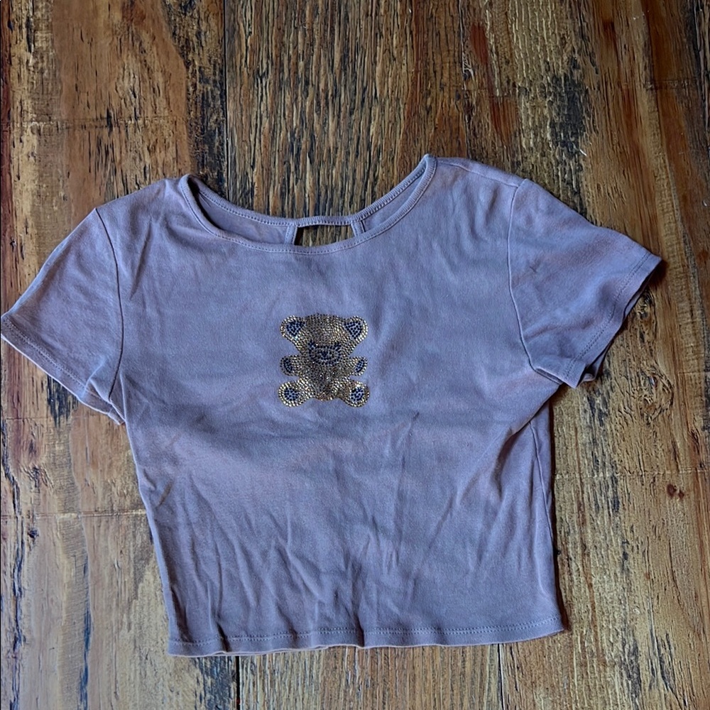 Brown Tan Graphic Crop T-Shirt